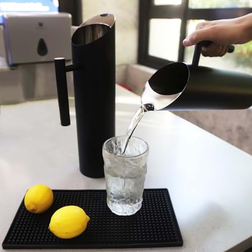 Stainless Steel Water Pitcher Black Metal Pitcher with Ice Guard Cold Drinking Carafe Jug for Juice
