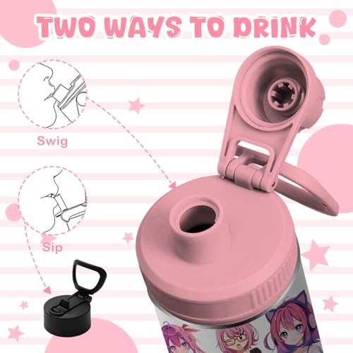 18oz Anime Water Bottle with 2 Lids