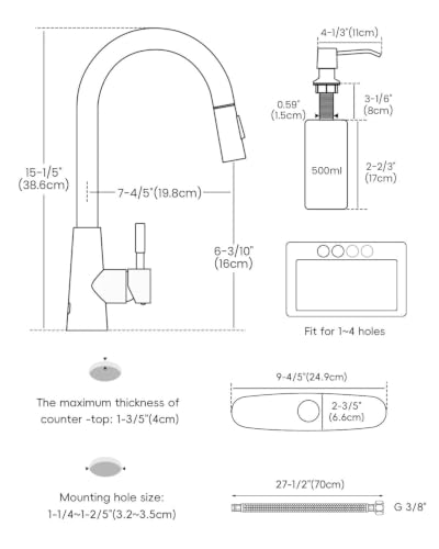 Black Touchless Kitchen Faucet Motion Sensor with Pull Down Sprayer