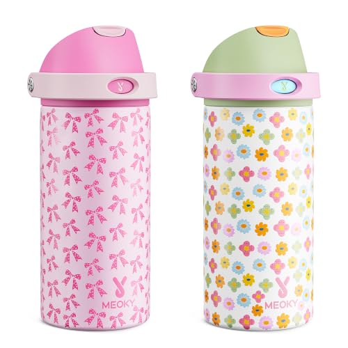 2 Pack 18 oz Insulated Stainless Steel Water Bottles for Kids Girls (2 Count)