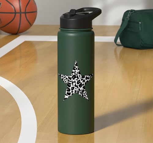 Star Shape Cute Cheetah Leopard Print Graphic Stainless Steel Insulated Water Bottle
