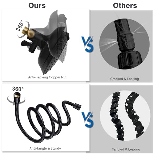 2 in 1 Shower Head with Handheld Combo High Pressure Black 1.8 GPM