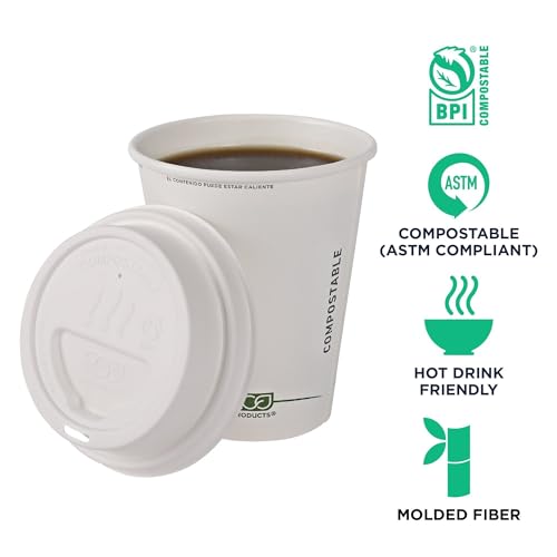 Eco Products Compostable Molded Fiber Coffee Cup Lids (1000 Count)