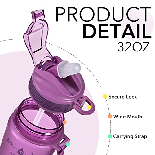 Plastic Water Bottle With Straw & Time Marker