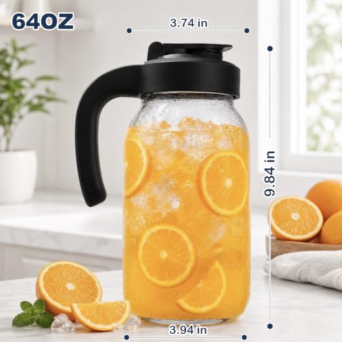 New Updated Glass Pitchers with Lid (2 Count)