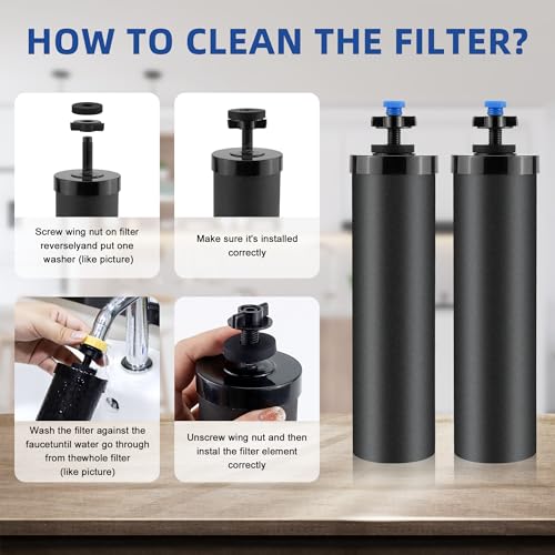 Black Water Filter fit for Ber.key Gravity Water Filtration System (4 Count)