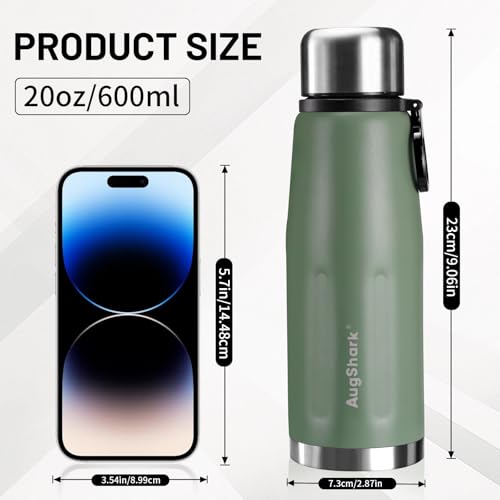20oz Vacuum Insulated Stainless Steel Thermoses with Foldable Handle & Leakproof Lid