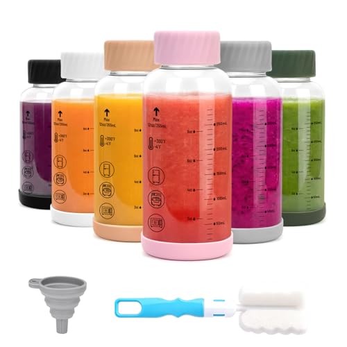 Borosilicate Glass Water Bottles with Stainless Steel Lid 12 oz (6 Count)