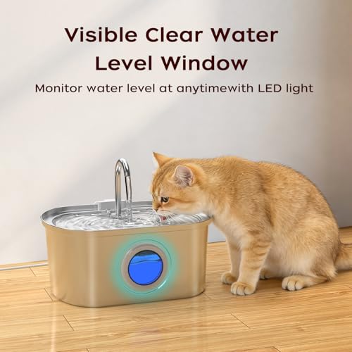 108 oz 3.2L Cat Water Fountain Stainless Steel with Water Level Window