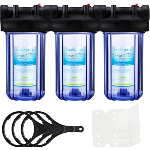 10 Inch Water Filter Housing for Whole House Water Filtration with Wrench Bracket (3 Count)