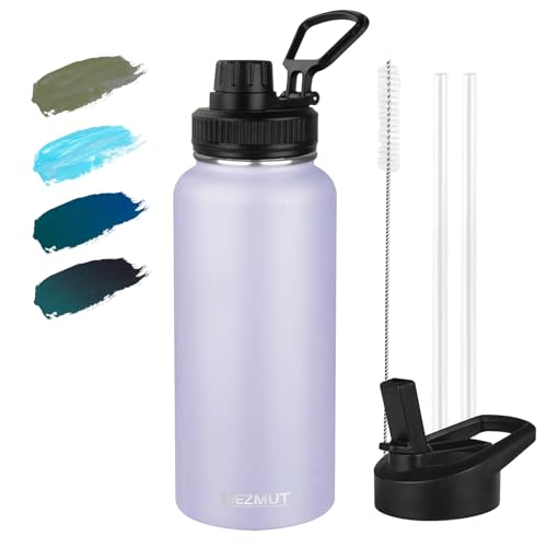 32oz Metal Sports Insulated Water Bottle with 2 Lids
