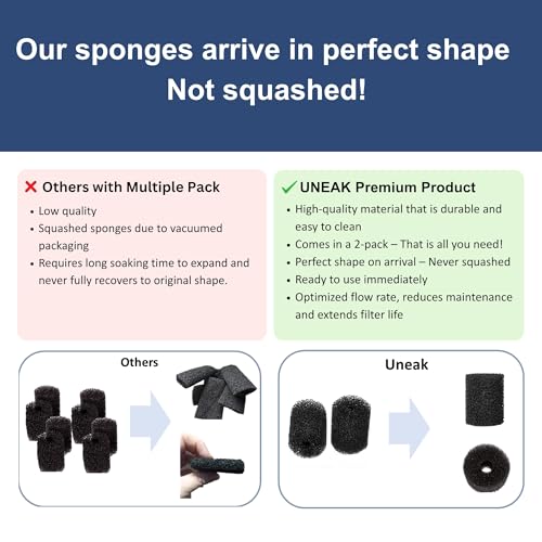 2 Pack Large Premium Pre Filter Sponge Aquarium Intake High (2 Count)