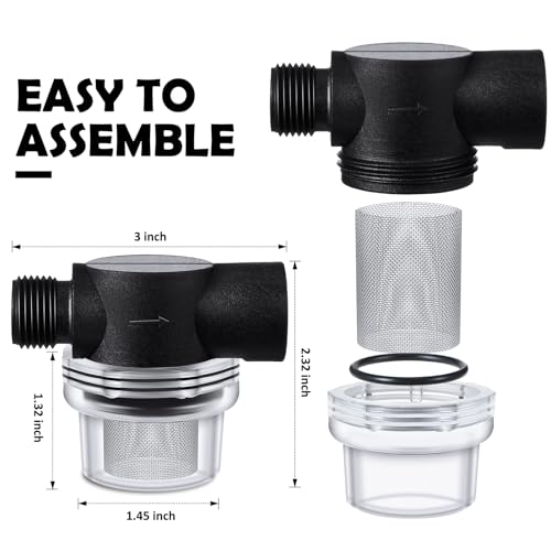 2 Pcs Water Pump Strainer Filter Set Include Twist on Pipe Filter and Extra 50 Mesh Stainless Steel Screen (2 Count)