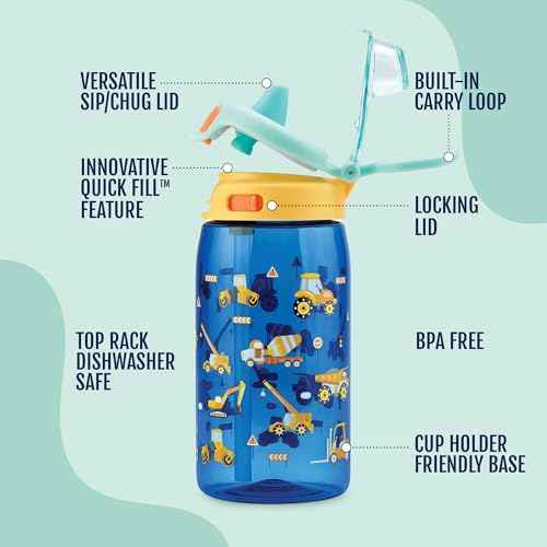 Kids Pop & Fill 16oz Tritan Plastic Water Bottle with Quick Fill Technology