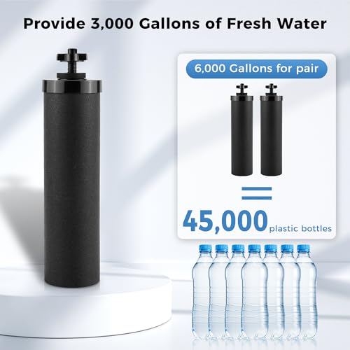 Black Water Filter fit for Ber.key Gravity Water Filtration System (4 Count)
