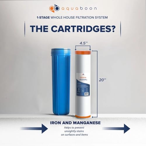 Whole House Water Filter System for Well Water with 20x4.5 Iron & Manganese Water Purification Cartrige
