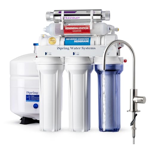 RCC2AK-UV, Upgraded 200 GPD, UV pH+ Reverse Osmosis System, 7-Stage RO Water Filtration System with Alkaline and UV Filter, Patented Top-Mounted Faucet Design for Easy DIY Installation