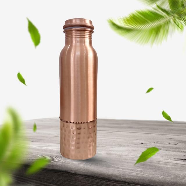 Pure Hammered Copper Water Bottle 32 oz - Drink More Water, Lower Your Sugar Intake And Enjoy the Benefits