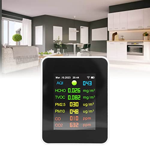 Multifunction Air Quality Tester Color Screen Indoor Pollution Sensor Formaldehyde and PM2.5 Detector for Home Office
