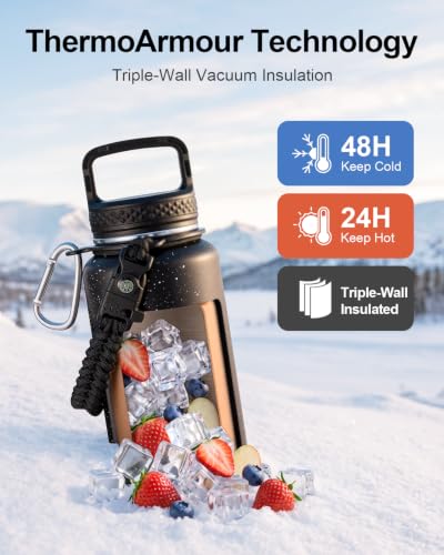Water Bottle Insulated 40 oz with 3 Lids