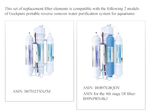 Replacement Filters Set for Geekpure 3 Stage Portable Aquarium Reverse Osmosis Water Filter