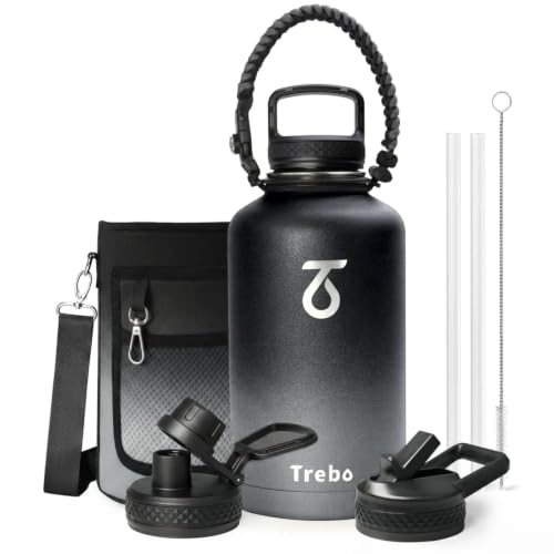 64 oz Water Bottle Stainless Steel with 3 Lids
