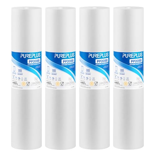 20 Micron 20" x 4.5" Whole House Sediment Home Water Filter Replacement Cartridge (4 Count)