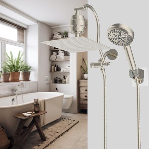 All Metal 12'' Filtered Rainfall Shower Head Combo