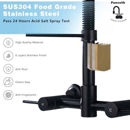 Wall Mount Kitchen Faucet Matte Black