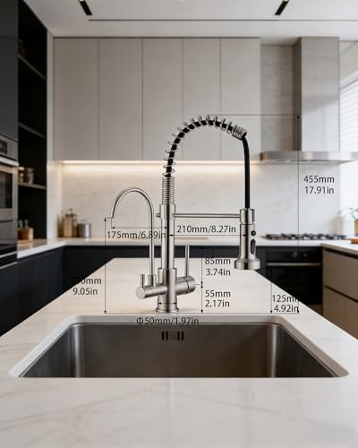 Commercial 3 in 1 Spring Brushed Nickel Kitchen Faucet