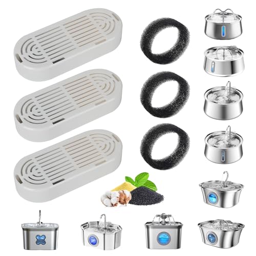 Cat Water Fountain Filter Replacement for Stainless Steel Pet Fountain (6 Count)