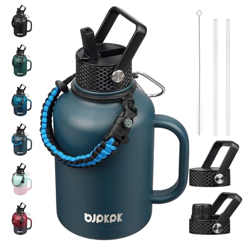 50oz Insulated Water Bottle with Straw Lid Stainless Steel Water Jug