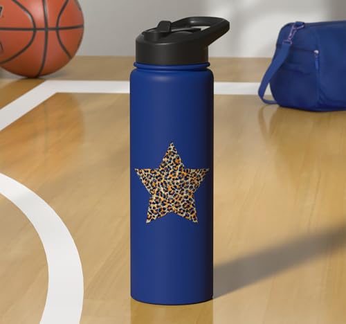 Star Shape Cute Cheetah Leopard Print Graphic Stainless Steel Insulated Water Bottle