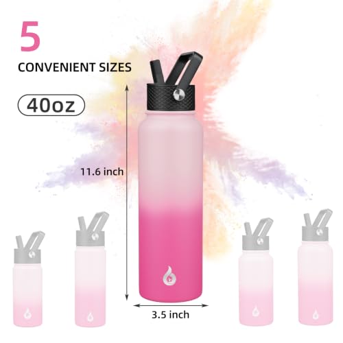 40oz Insulated Water Bottle with Straw Lid
