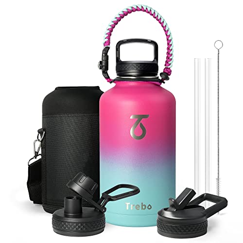 64 oz Water Bottle Stainless Steel with 3 Lids
