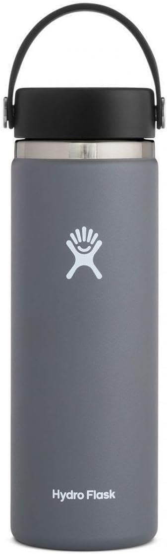 Hydro Flask Water Bottle - Insulated Stainless Steel - Wide Mouth Flex Lid, Non Spill, Leakproof and Refillable in 20 Oz Stone