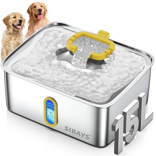 4Gal 15L Stainless Steel Large Dog Water Fountain