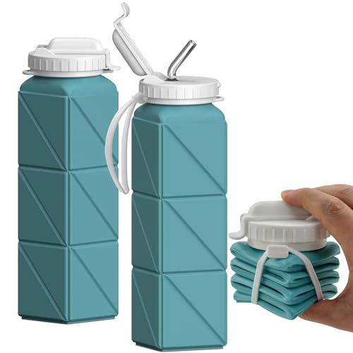 Collapsible Water Bottles with Straw 21 oz