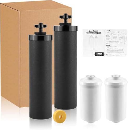 Black Activated Carbon Water Filters & Fluoride Filters fit for Berkey (4 Count)