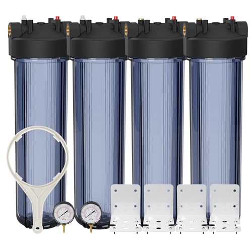 Whole House 20" x4.5" Purple Clear WH Water Filter Housing 1 inch Inlet
