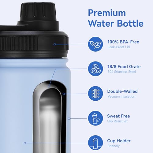 16 oz Kids Water Bottle for School Stainless Steel Double Wall Vacuum Insulated Water Bottle with Straw lids & Spout Lid (4 Count)