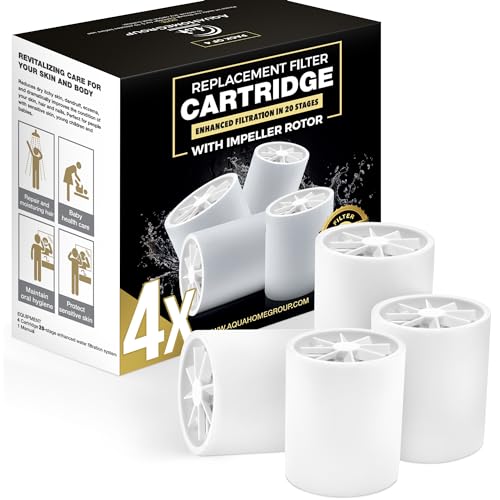20 Stage Premium Shower Filter Replacement Cartridge with Spin Propeller 4 (4 Count)