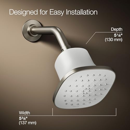 37722-G-BN Cinq Square Single-Function Filtered Showerhead, Five-Layer Filtration, 1.75 GPM, Contemporary Design, Easy to Clean, Vibrant Brushed Nickel