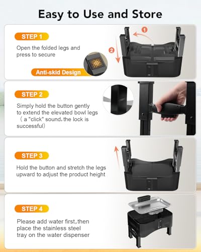 8.5L Elevated Dog Water Fountain with 4 Heights Adjustable