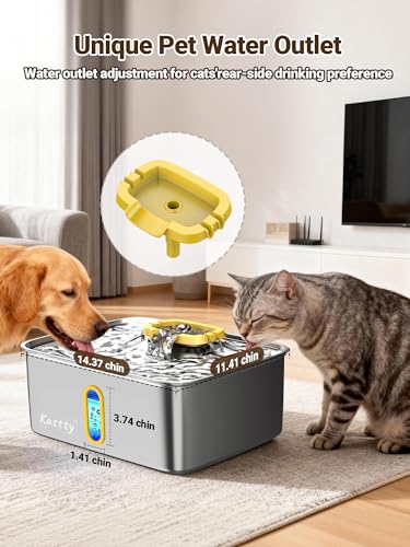 15L 3.96 Gal Stainless Steel Large Capacity Dog Water Fountain