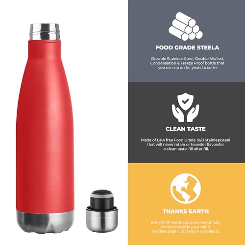 17oz Sport Water Bottle 4 Pack Vacuum Insulated Stainless Steel Leak