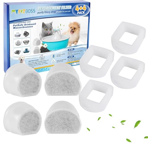 4+4 Pack Cat Fountain Filters Compatible with Petsafe Drinkwell (8 Count)
