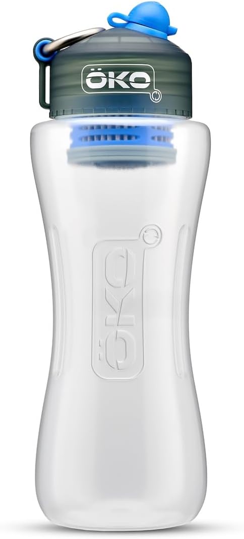 ÖKO H2O Filtration Water Bottle with Advanced Electro-Adsorption Filter, Portable Water Filter Bottle for Travel, Hiking & On The Go, BPA-Free Reusable Bottle, Long Lasting 100 Gallon Filter, 33.8 Oz
