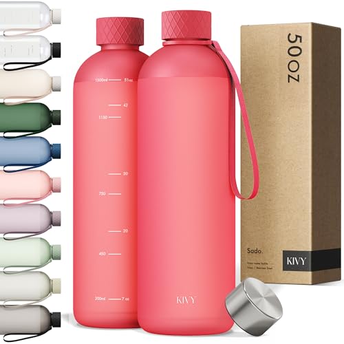 Large Water Bottle 50oz [Lightweight & Shatterproof] Fits Backpack & Cupholder for Travel