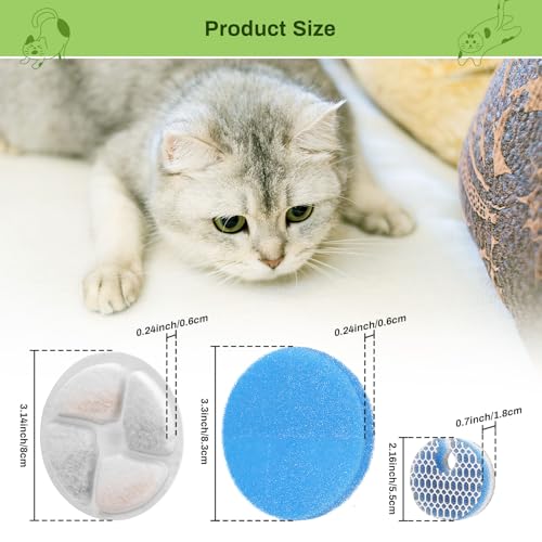 10 Pack Cat Fountain Filter Replacement for Round 2.2L